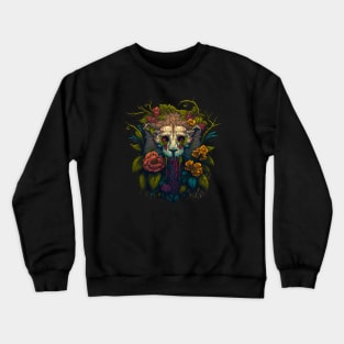 Floral Lion Skull Crewneck Sweatshirt